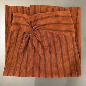 3/$10 🛒🛍️ H&M Brown Striped Twisted Tie Front with Slit Midi Skirt - Size Small